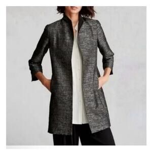 Eileen Fisher Dark Gray Textured Metallic Jacket XS Capsule Wardrobe Minimalist